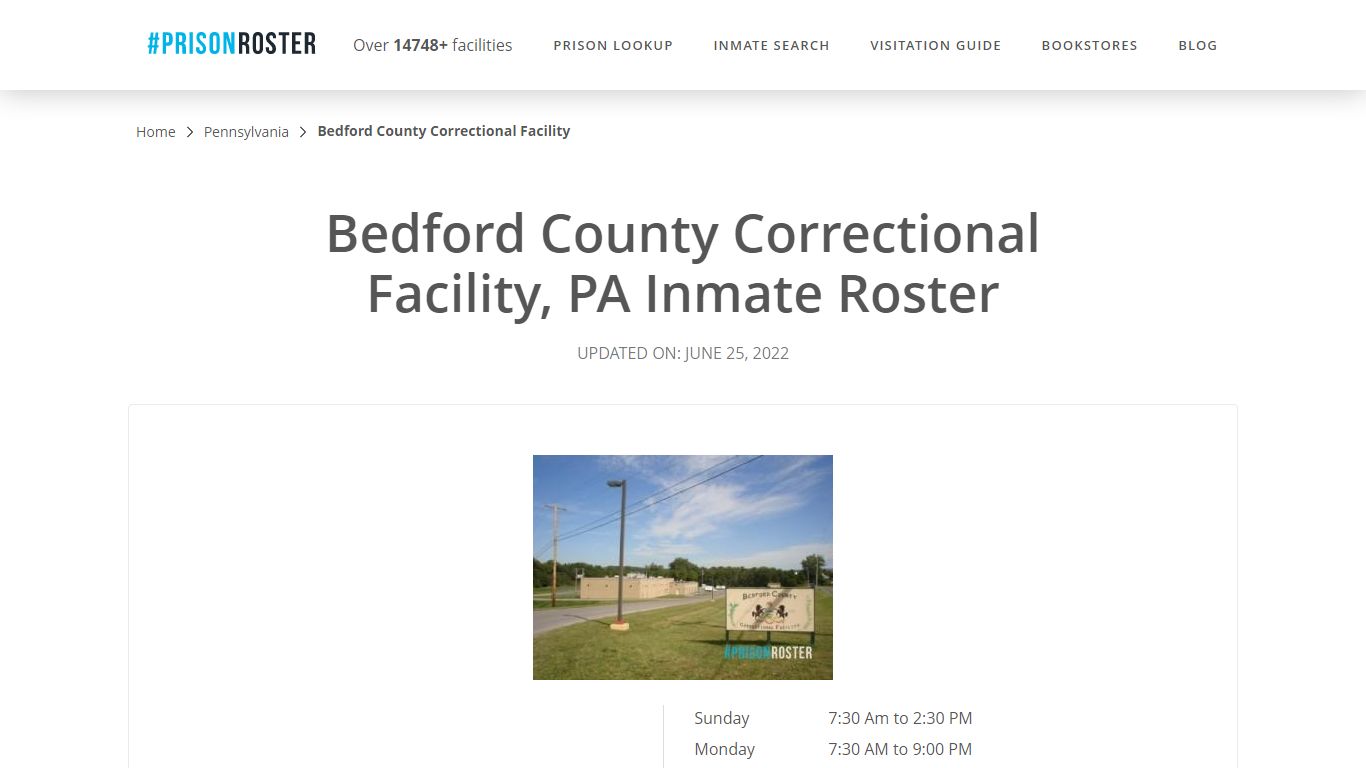 Bedford County Correctional Facility, PA Inmate Roster